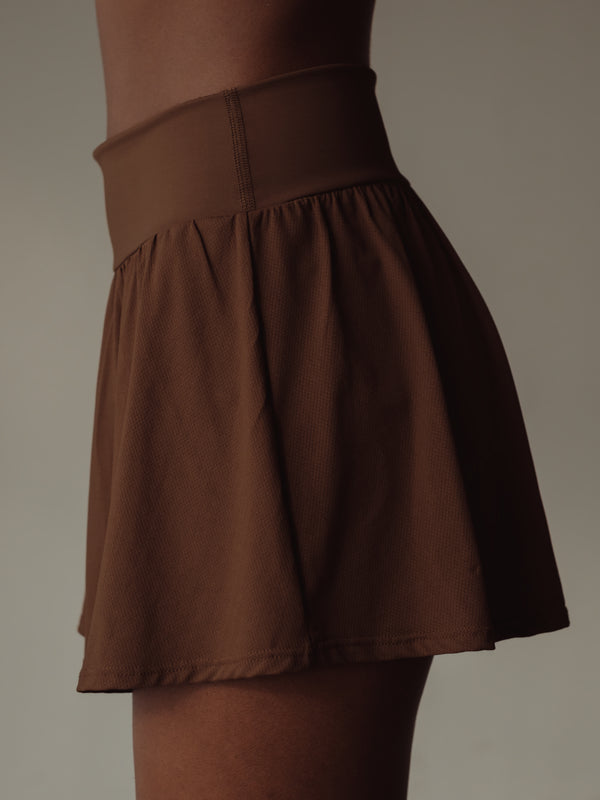 SPORTY MINI SKIRT - SEPIA