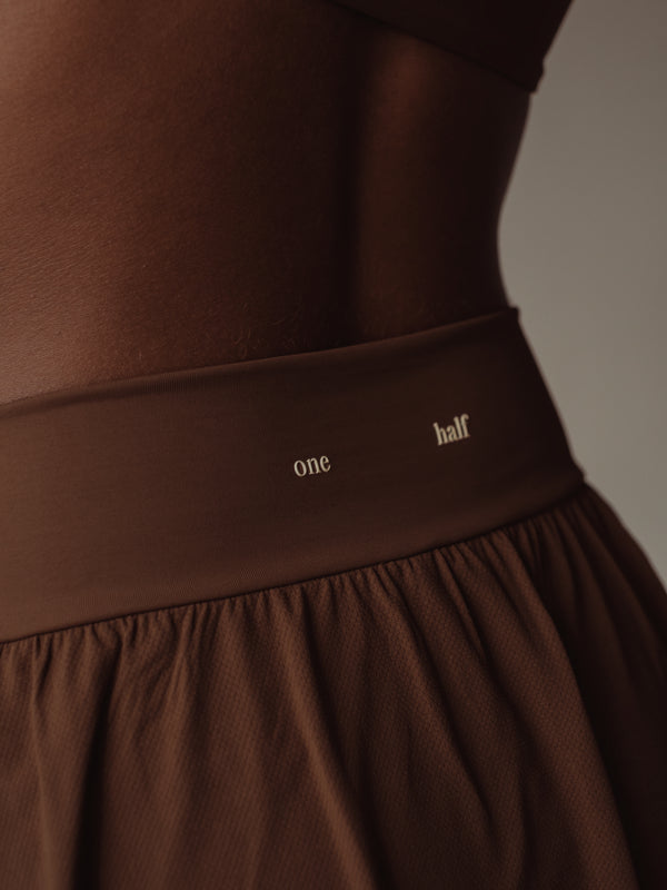 SPORTY MINI SKIRT - SEPIA