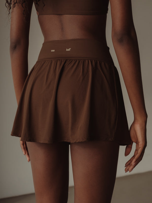 SPORTY MINI SKIRT - SEPIA