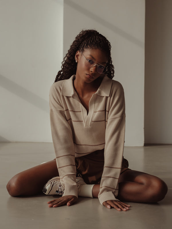 SPORTY MINI SKIRT - SEPIA