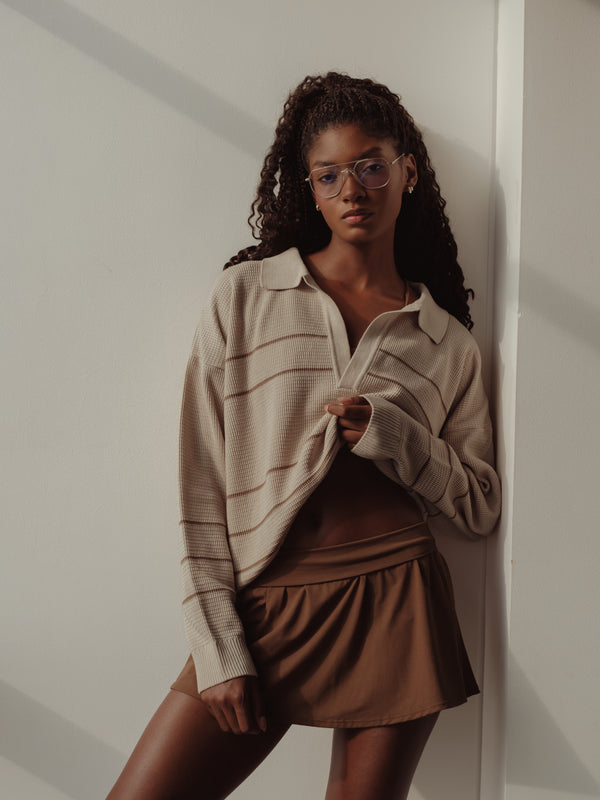 SPORTY MINI SKIRT - SEPIA