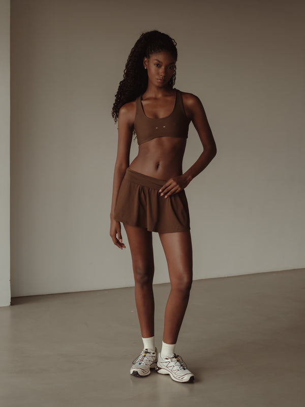 SPORTY MINI SKIRT - SEPIA
