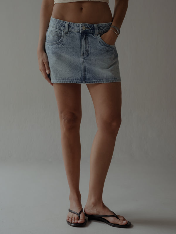 INDIGO MINI SKIRT - OLD LIGHT BLUE