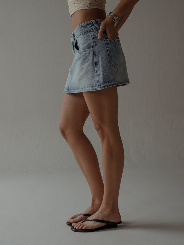 INDIGO MINI SKIRT - OLD LIGHT BLUE