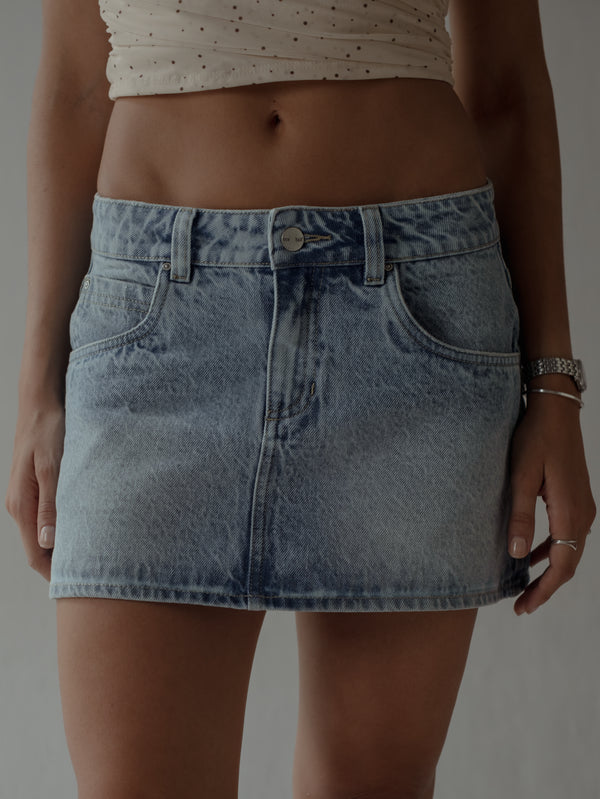 INDIGO MINI SKIRT - OLD LIGHT BLUE