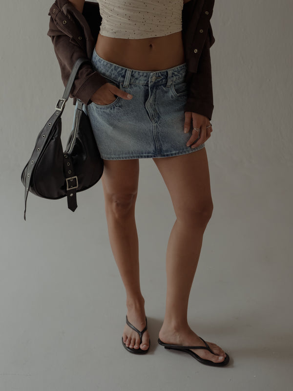 INDIGO MINI SKIRT - OLD LIGHT BLUE