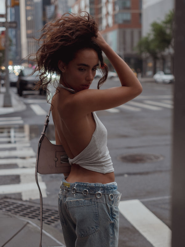 CROSS BACK HALTER - GRAY JASPE