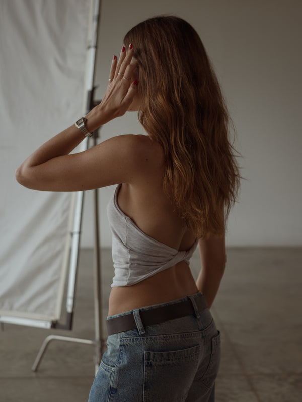 CROSS BACK HALTER - GRAY JASPE