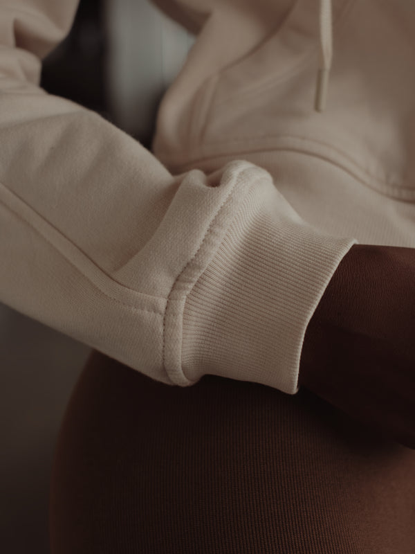 CROPPED ZIP HOODIE - NATURAL
