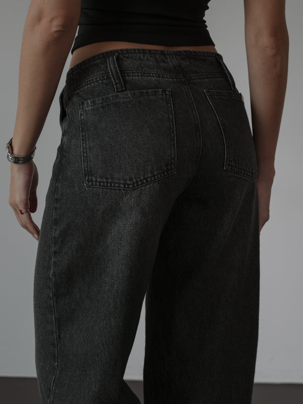 SARTORIAL BARREL JEAN - BLACK PEPPER