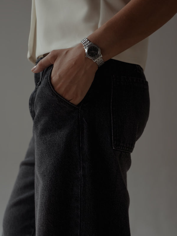 SARTORIAL BARREL JEAN - BLACK PEPPER