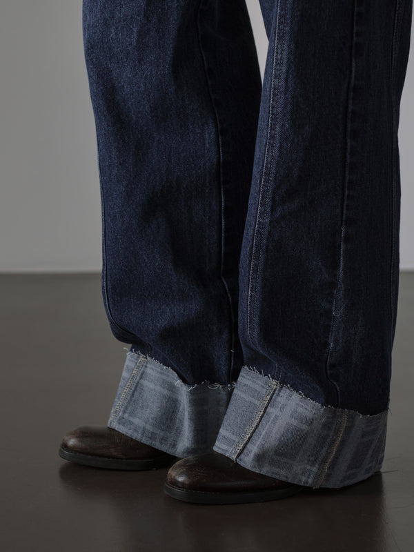 SQUARED CUFF JEAN - MEDIUM DARK BLUE