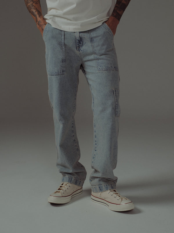 MEN CARGO JEAN - LIGHT BLUE