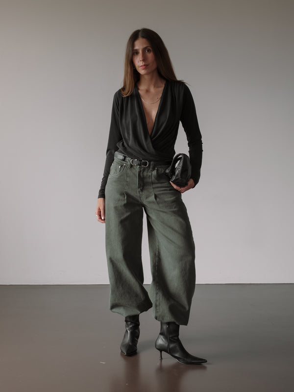 OVERSIZED BAGGY JEAN - OLIVE