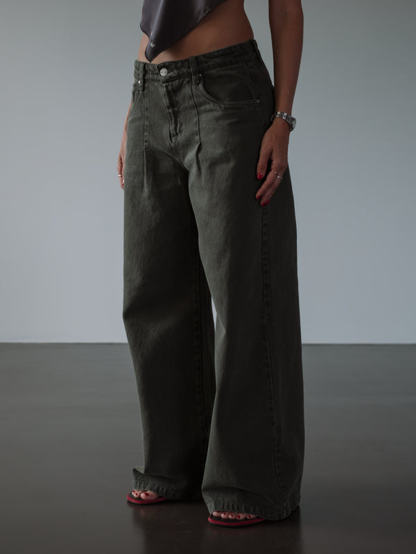 OVERSIZED BAGGY JEAN - OLIVE