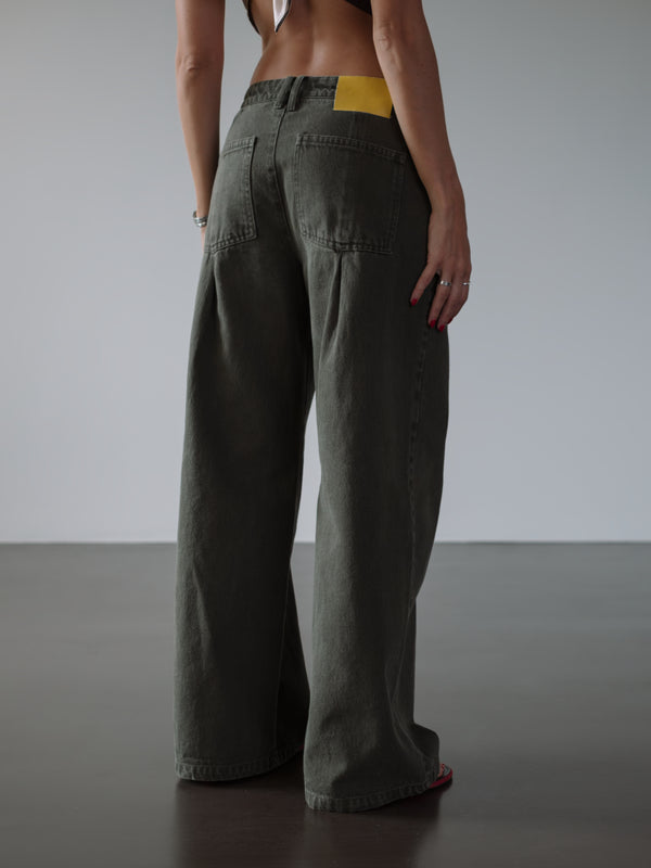 OVERSIZED BAGGY JEAN - OLIVE