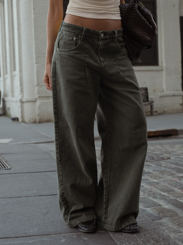 OVERSIZED BAGGY JEAN - OLIVE