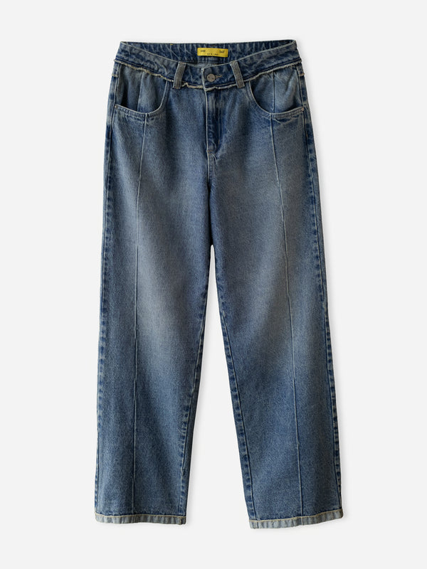 SPLIT LEG STRAIGHT JEAN - SOFT CLASSIC BLUE
