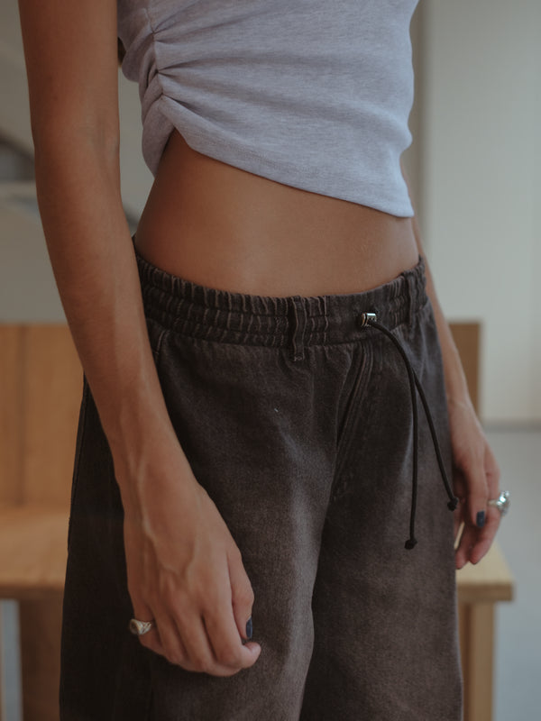 FLOWY WIDE LEG JEAN - BLACK DIRTY PINK