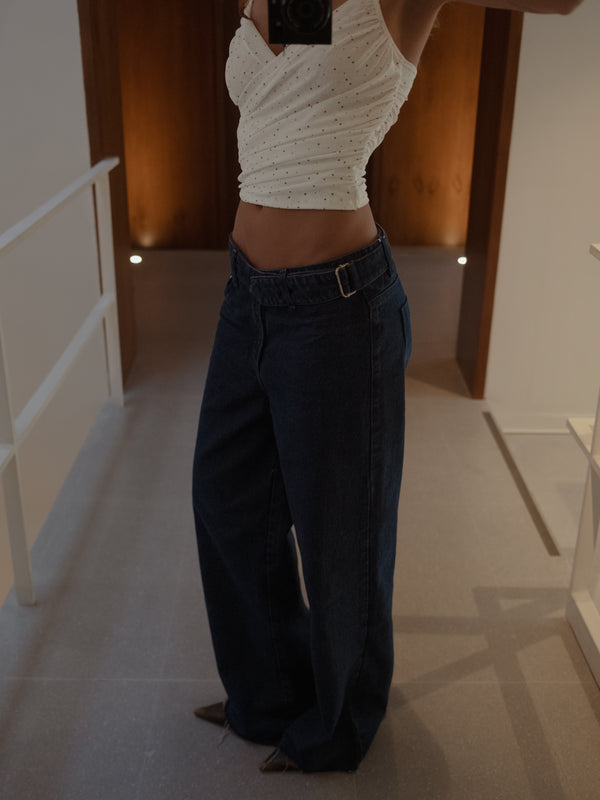 REMAKE WIDE LEG BELT JEAN - RAW DENIM