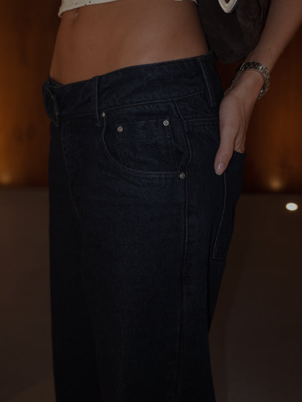 REMAKE WIDE LEG BELT JEAN - RAW DENIM