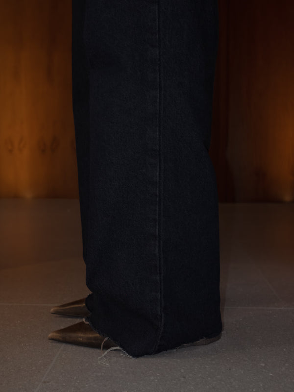 REMAKE WIDE LEG BELT JEAN - RAW DENIM