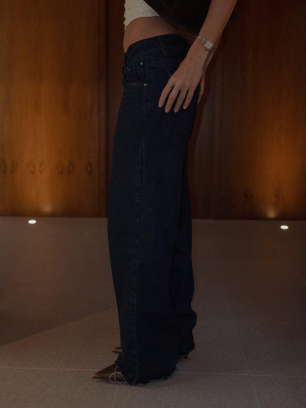 REMAKE WIDE LEG BELT JEAN - RAW DENIM