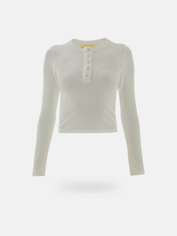 RIB BUTTON JERSEY - SOFT WHITE