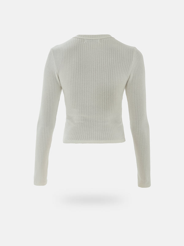 RIB BUTTON JERSEY - SOFT WHITE