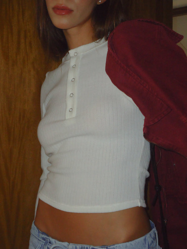 RIB BUTTON JERSEY - SOFT WHITE