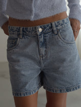 STRAIGHT DENIM JORT - OLD LIGHT BLUE