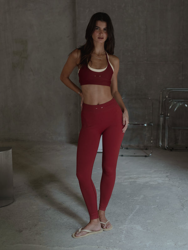 WIRED LINES SEAMLESS LEGGINGS - RED UNDERTONE