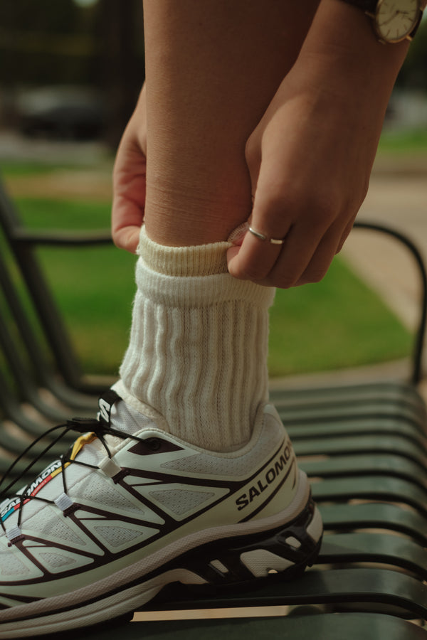 MIDI LAYERING SOCKS - SOFT WHITE & BUTTER YELLOW