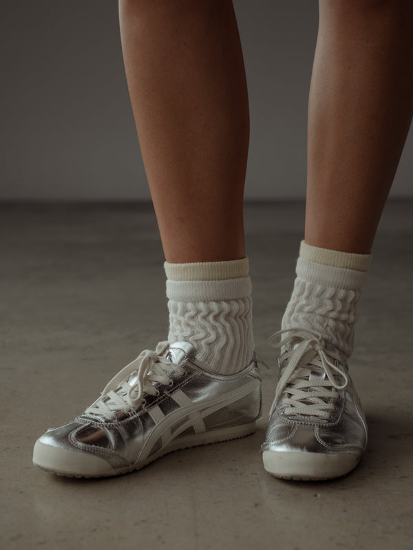 MIDI LAYERING SOCKS - SOFT WHITE & BUTTER YELLOW