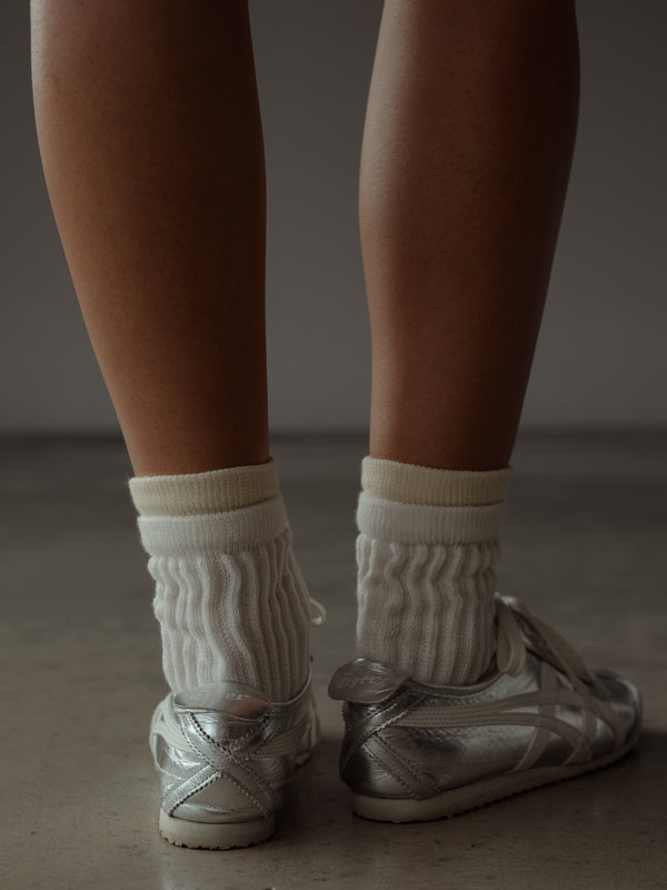 MIDI LAYERING SOCKS - SOFT WHITE & BUTTER YELLOW