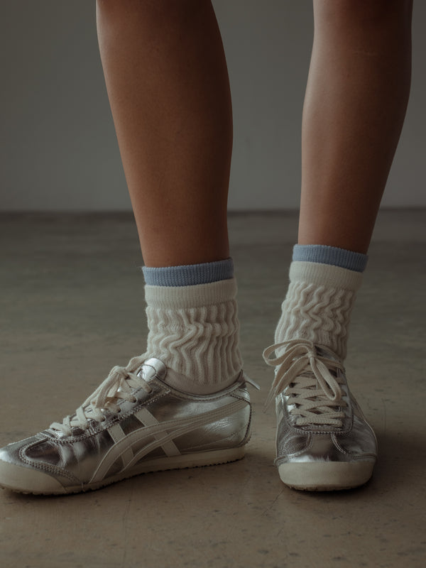 MIDI LAYERING SOCKS - SOFT WHITE & BABY BLUE