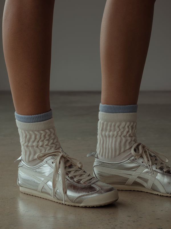 MIDI LAYERING SOCKS - SOFT WHITE & BABY BLUE