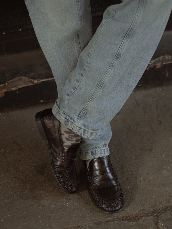 PRINT MIDI SOCKS - GRAY ON GRAY