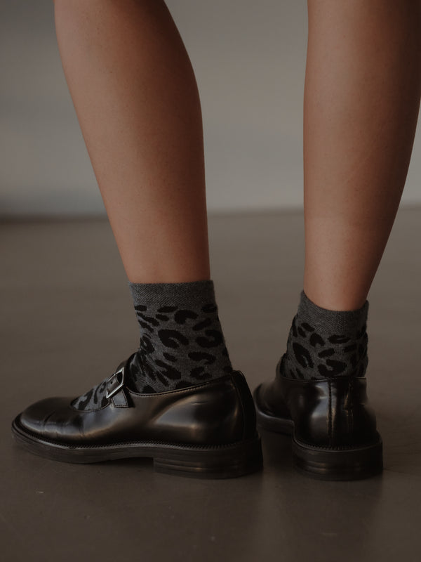 PRINT MIDI SOCKS - BLACK ON GRAY