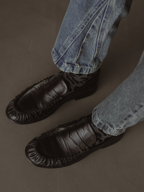 PRINT MIDI SOCKS - BLACK ON GRAY