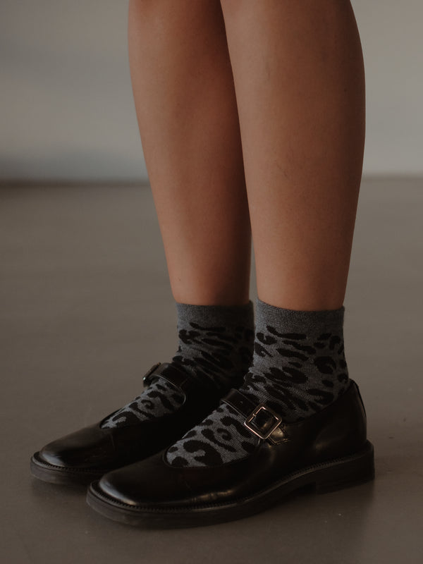 PRINT MIDI SOCKS - BLACK ON GRAY