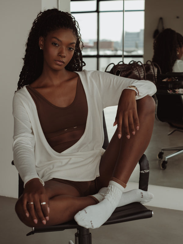 MIDI LAYERING SOCKS - CREAMY & SEPIA