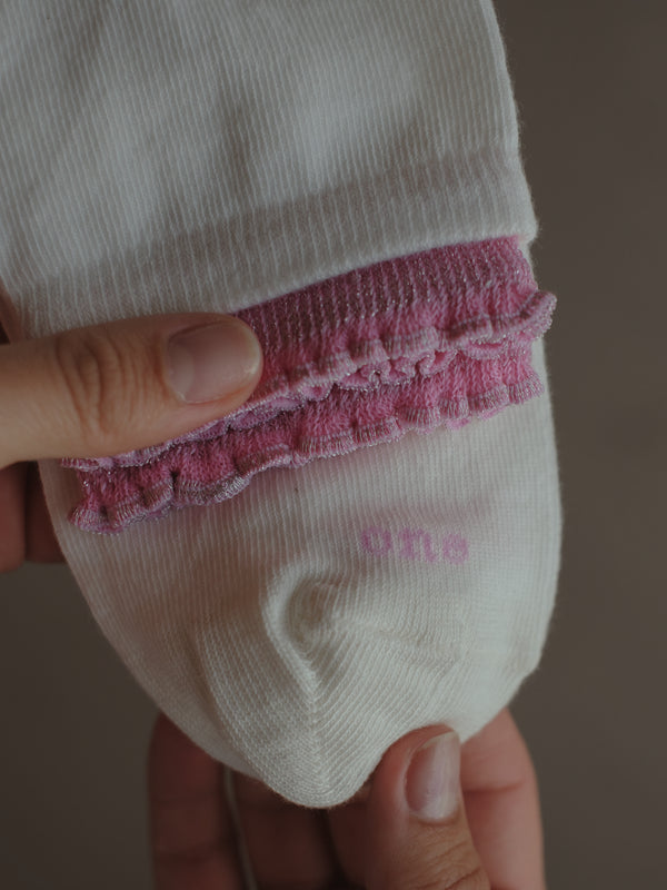 GIRLY LAYERING SOCKS - PINK ON WHITE