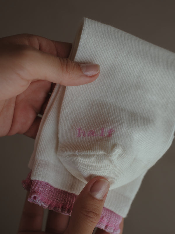 GIRLY LAYERING SOCKS - PINK ON WHITE