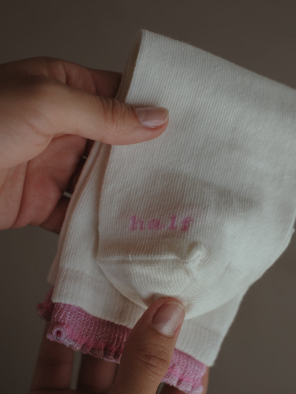 GIRLY LAYERING SOCKS - PINK ON WHITE