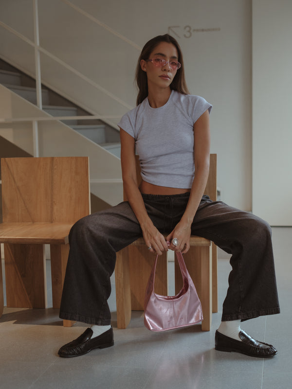 MINI DROP SHOULDER BAG - GLOSSY PINK