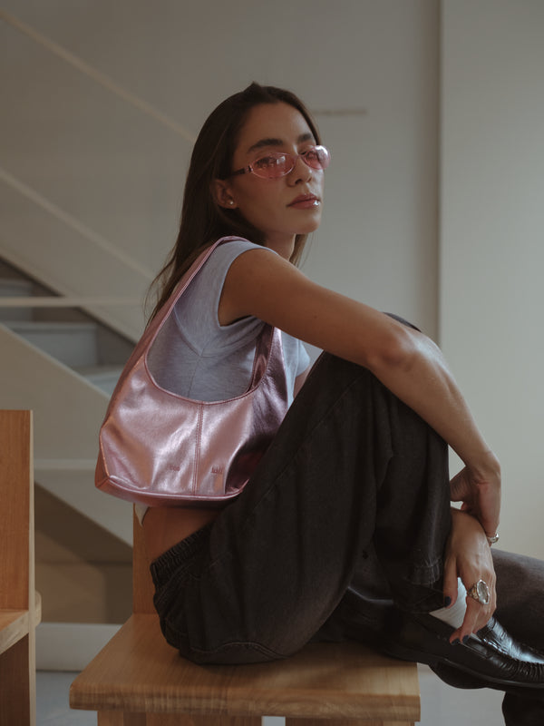 MINI DROP SHOULDER BAG - GLOSSY PINK