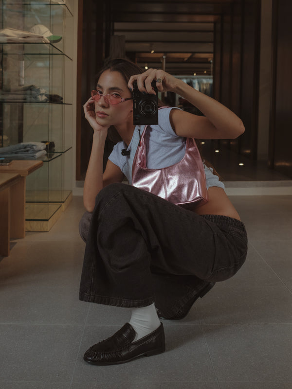 MINI DROP SHOULDER BAG - GLOSSY PINK