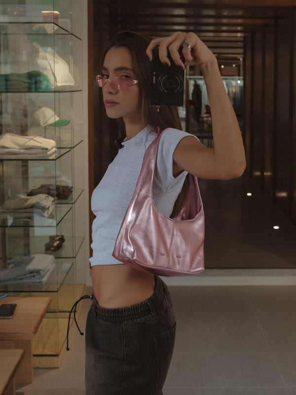 MINI DROP SHOULDER BAG - GLOSSY PINK