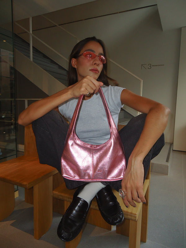 MINI DROP SHOULDER BAG - GLOSSY PINK